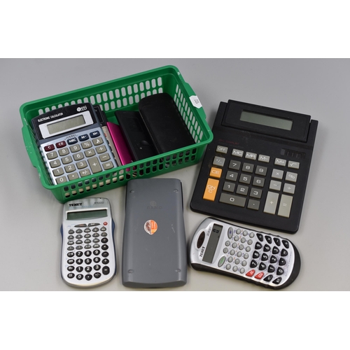 356 - Selection of 8 calculators (3 scentific), 2 remotes and an MP3 player, all untested