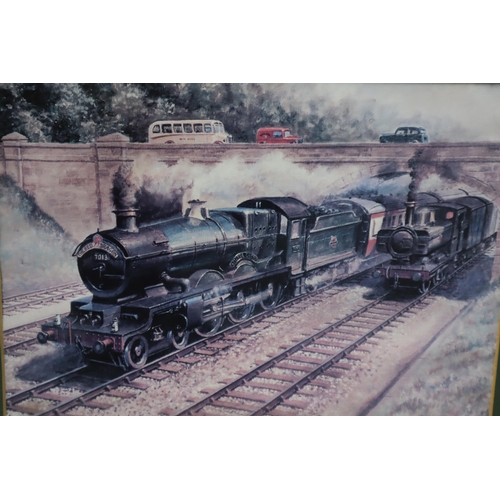 364 - Four Framed and Glazed Pictures Depicting Trains including Night Wolf (20