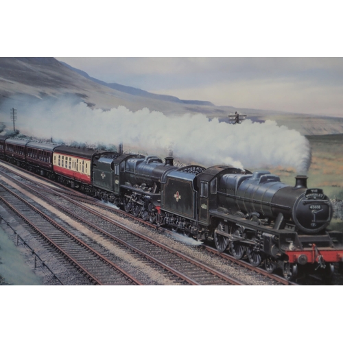 364 - Four Framed and Glazed Pictures Depicting Trains including Night Wolf (20