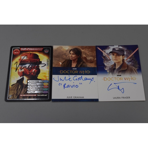 142 - A Selection of Signed Doctor Who Collectors Cards. Includes Bradley Walsh, Julie Graham, Laura Frase... 