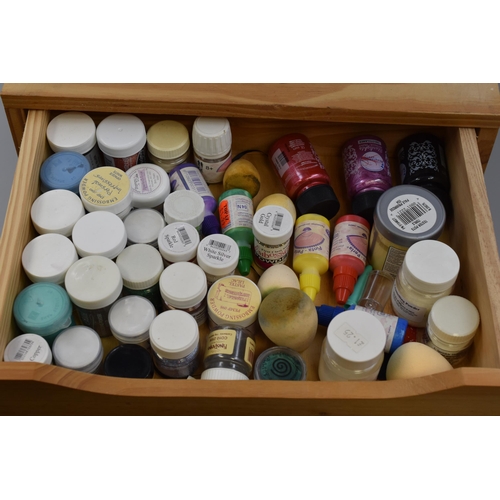 371 - A Two Drawer Wooden Crafting Organiser, With a Selection of Crafting Items. To Include Embossing Pow... 