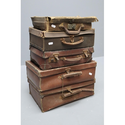 374 - Five Vintage Faux Leather Cases (Largest 16