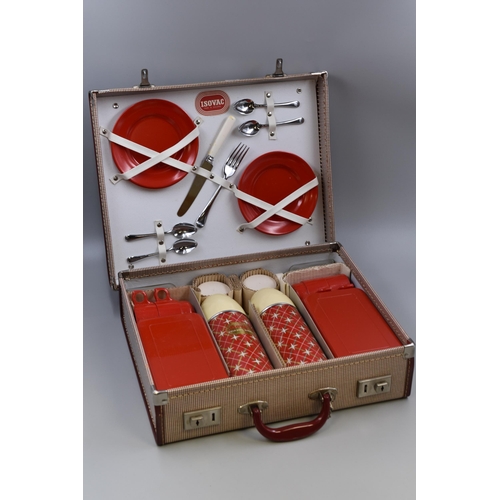 378 - A Vintage Isovac Four Person Picnic Set, In Original Case. Appears Complete and Unused