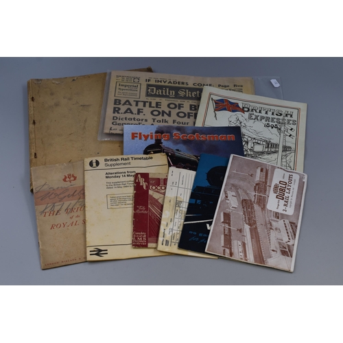 379 - Selection of ephemera including British Railways 1950s Log Book, British Expresses Locomotive Magazi... 