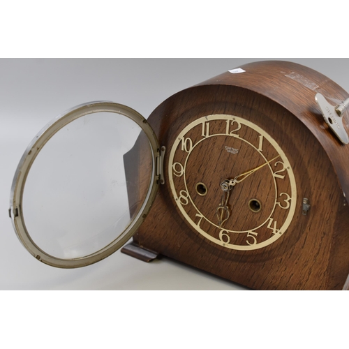 165 - A Smiths Enfield Wood Cased Mantle Clock, Working. Approx 8.5