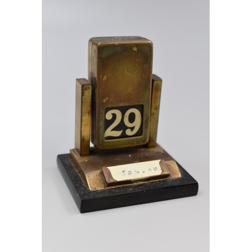 167 - A Vintage Brass Perpetual Desk Calendar, Approx 3.5