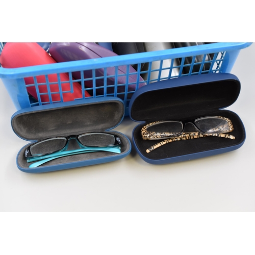 401 - Large collection of Good Quality Reading Glasses in Good Quality Cases of Varying Strengths