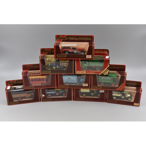 413 - Ten Matchbox Models of Yesteryear including AEC Omnibus, 1918 Crossley, Model A Ford and More