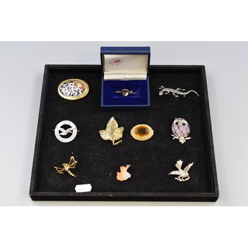 192 - Selection of Brooches and a Air Training Corps Badge