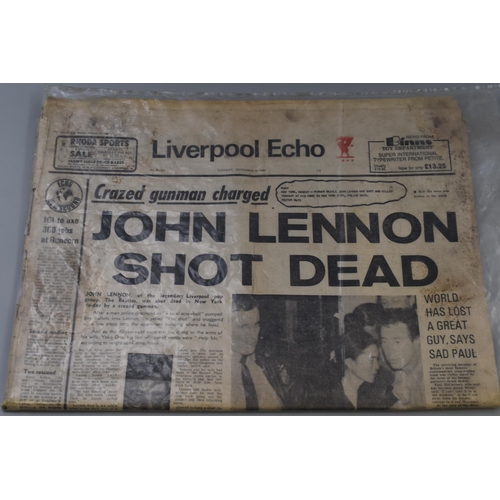 439 - Selection of John Lennon Memorabilia including Original Liverpool Echo from 1980, 1964 Copy of John ... 