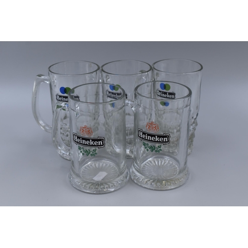 206 - Five Branded Heineken Half Pint Glasses