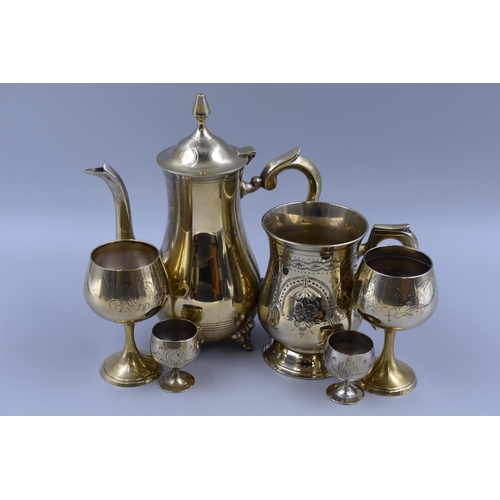 211 - Selection of Silver Plated Ware Including Dessert Spoons, Tankard, Coffee Pot and More