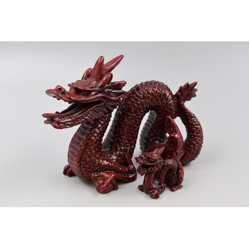 224 - Two Traditional Decorative Chinese Lucky Dragon Statues Largest approx 7