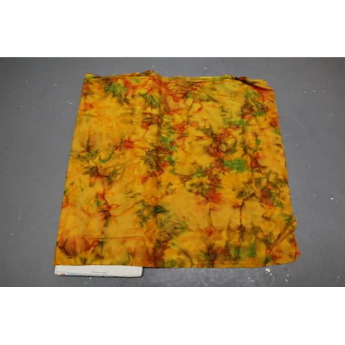 474 - Approx 3mtrs of Multi Coloured Spicy Orange Tie-Dye Patterned Quality Fabric