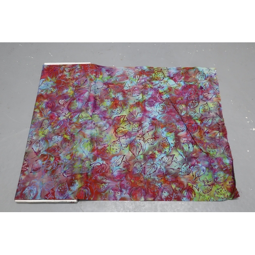 476 - Approx 3mtrs of Multi Coloured Leaf Patterned Quality Fabric