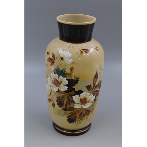 232 - A Victorian Handpainted Opaque Glass Vase, Approx 12