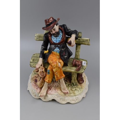 234 - Hobo Resting On Bench Capodimonte Figurine (As Found)