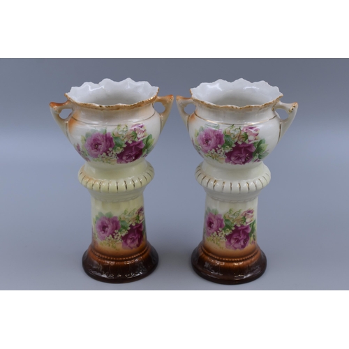 240 - Matching Pair of Austrian Floral Vases (8