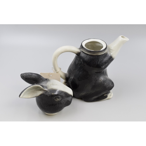 244 - Ceramic Collectable Tony Wood Studio Traditional Rabbit Themed Tea Pot approx 9.5