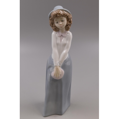 247 - A Nao By Lladro Curly Hair Girl Porcelain Figure, Approx 9.5