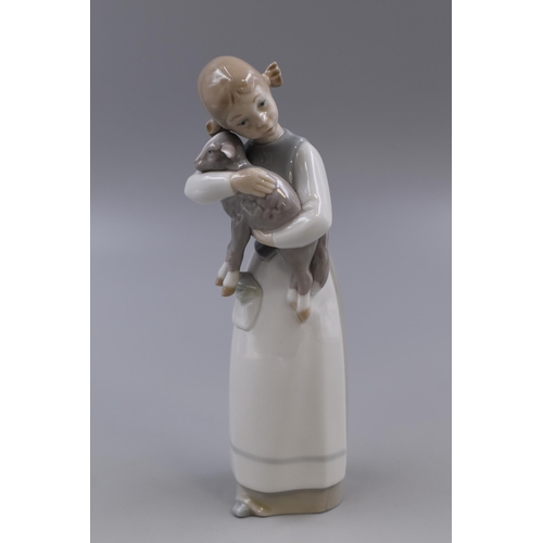 248 - A Lladro Girl With Lamb Porcelain Figure, Approx 8.5