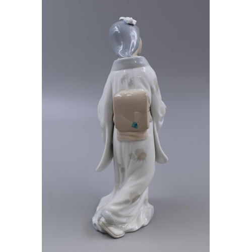 250 - A Nao By Lladro Geisha Girl Holding Fan Porcelain Figure, Approx 10.5