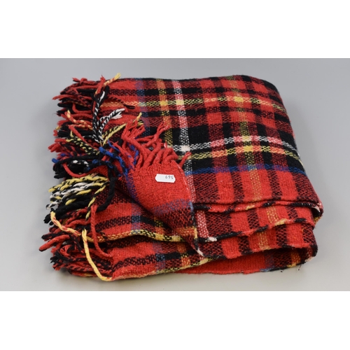 490 - Large Hand Woven Tartan Picnic Blanket approx 54