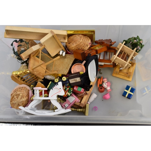 491 - Doll House Accessories Including Christmas Tree, Rocking Horse and More