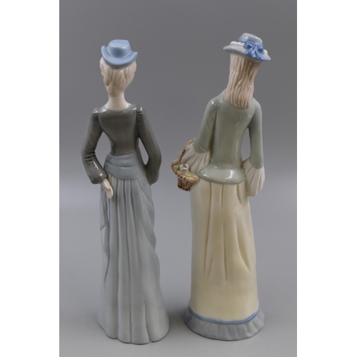 253 - Two Fine Quality Ceramic Elegant Female Statues 12.5