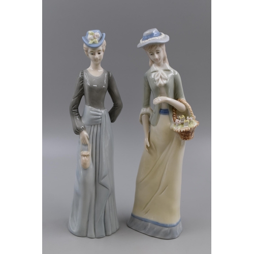 253 - Two Fine Quality Ceramic Elegant Female Statues 12.5