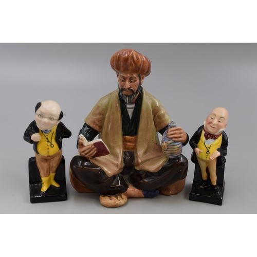 254 - Three Royal Doulton Figures To Include Omar Khayyam, Pickwick and Micawber. Tallest Approx 6.5