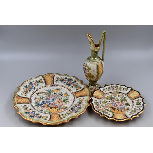 258 - Three Pieces of Alfonso Fusco Amalfi including two Platters (Largest 12