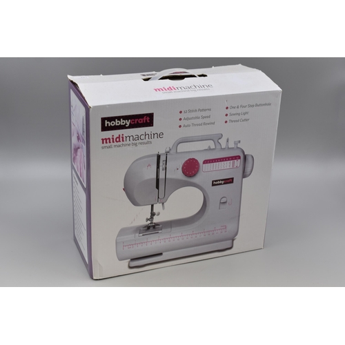 503 - Boxed Hobbycraft Midi Sewing Machine Powers on when tested and Needle goes up and down