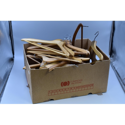 738 - Box of Wooden Coat Hangers