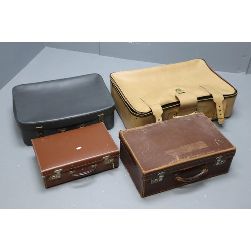 516 - Five suit cases, 3 vintage and 2 modern (large and small matching)