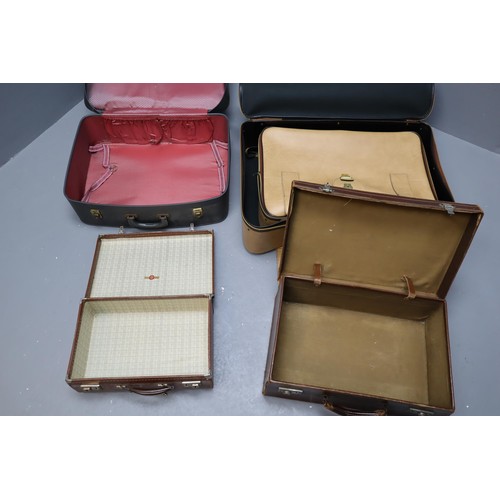 516 - Five suit cases, 3 vintage and 2 modern (large and small matching)