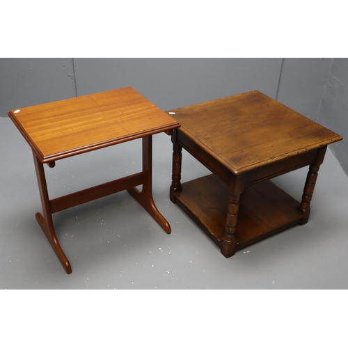 519 - Vintage Oak Side Table with undershelf Storage (20