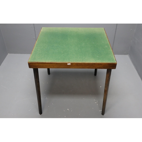 542 - Folding card table with green baise measures 27