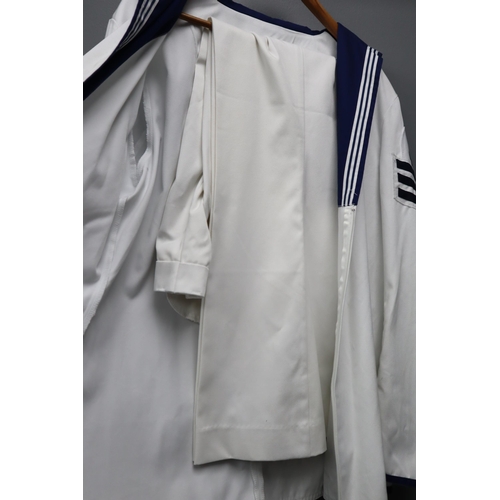 571 - Sailors Uniform Displaying the Arm Patches of Sergant and L.SC in Size Height 182, Chest 116, Waist1... 