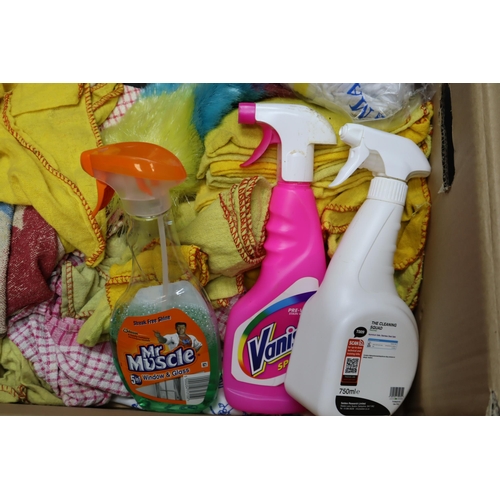 575 - Two Ironing Boards, and a Selection of Cleaning Materials inclduing New Mop Heads