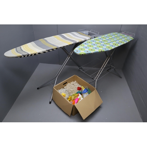 575 - Two Ironing Boards, and a Selection of Cleaning Materials inclduing New Mop Heads