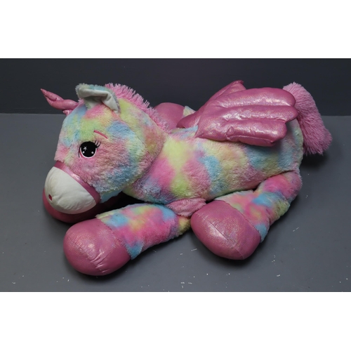 565 - LARGE Multi-Coloured Soft Plush Cuddly Unicorn Teddy 47