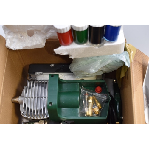 626 - Parkside Air brush set PABK 60 A1 in as new condition, plus soldering kit includes soldering gun sol... 