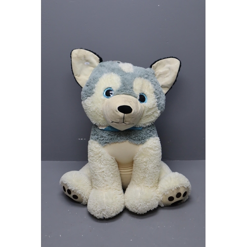 568 - Large Sitting Gray Husky Plush Toy Approx 33