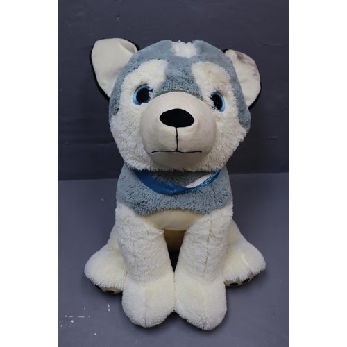 569 - LARGE Soft Plush Cuddly Grey Husky Dog Teddy 36