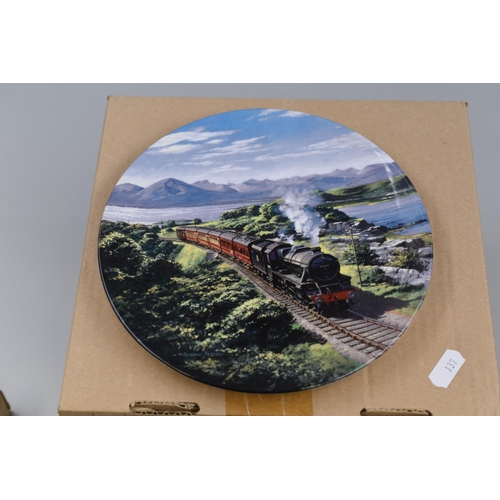 680 - Four Royal Doulton Train themed Cabinet plates complete with Boxes