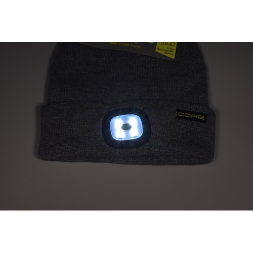 656 - Brand New Adults Grey Beanie Hat with LED light