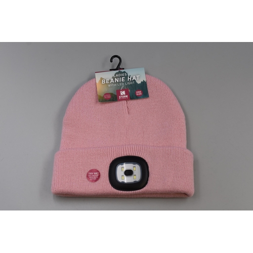 657 - Brand New Pink Adults Beanie Hat with LED light