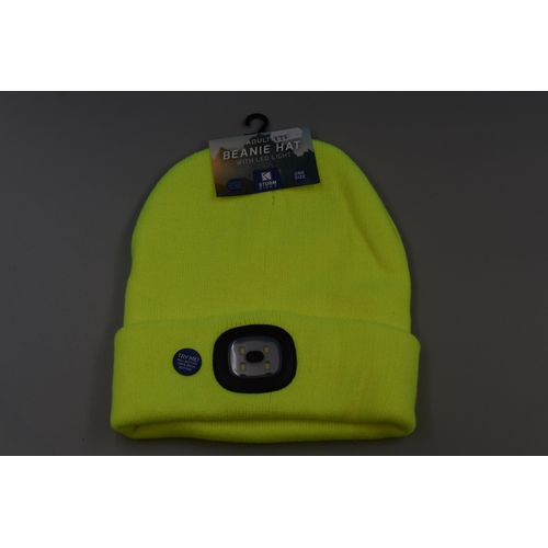 658 - Brand New Hi-Viz Adults Beanie Hat with LED light