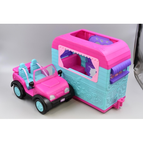 704 - Large Pink Sparkle Girls Jeep and Caravan